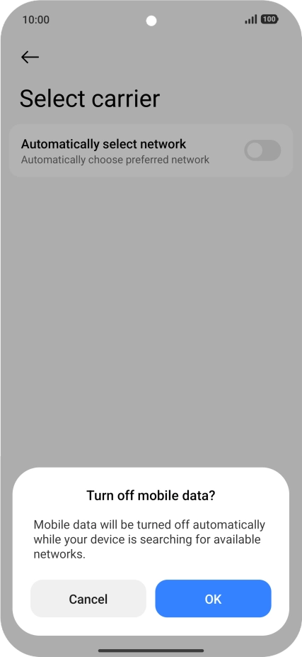 Press OK and your phone will search for networks. Press OK and your phone will search for networks.