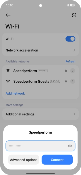 Key in the password for the Wi-Fi network and press Connect.