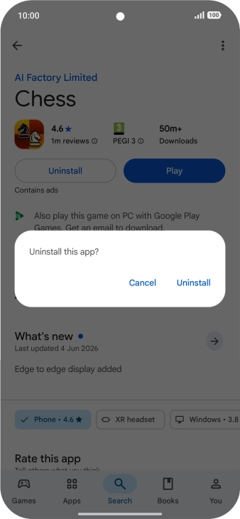 Press Uninstall.