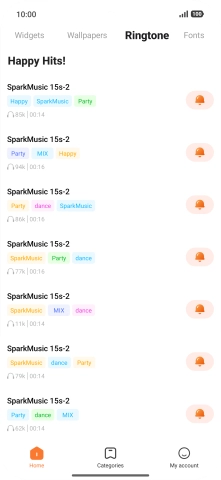 Press the required ring tones to hear them.