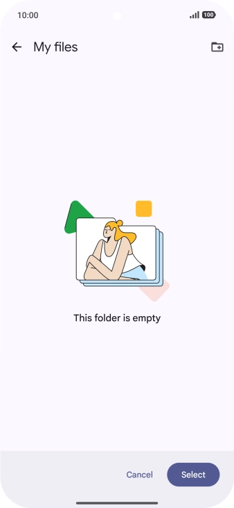 To create a new folder, press the new folder icon and follow the instructions on the screen to create a new folder.