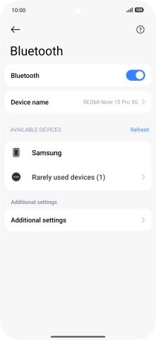 Press the required Bluetooth device and follow the instructions on the screen to pair the device with your phone.