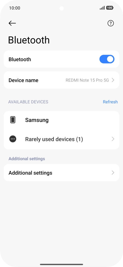 Press the required Bluetooth device and follow the instructions on the screen to pair the device with your phone.