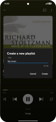 Key in a name for the playlist and press Create.