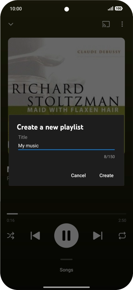 Key in a name for the playlist and press Create.