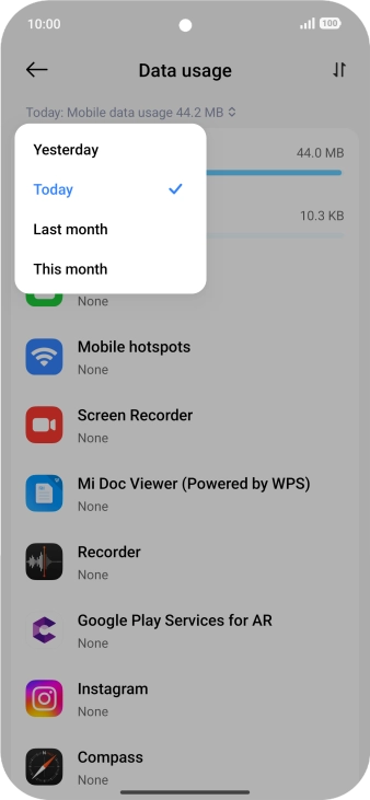 Press the required setting.