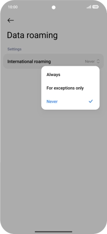 Press the required setting to turn the function on or off.