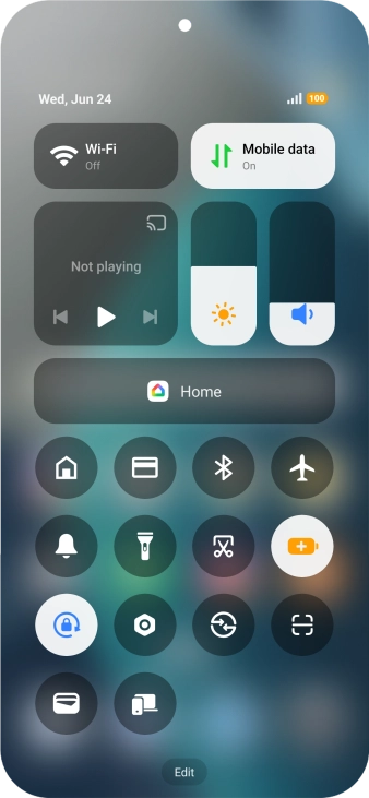 Slide your finger upwards starting from the bottom of the screen to return to the home screen.