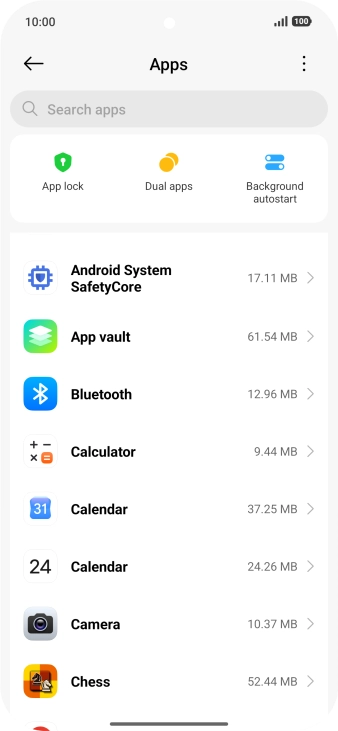 Press the required app. Press the required app.
