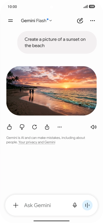 You can also ask Gemini to generate a picture based on your description. You can also ask Gemini to generate a picture based on your description.