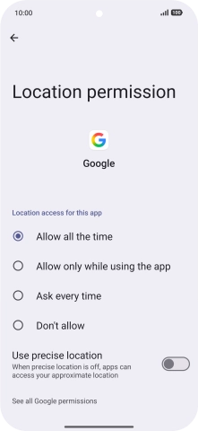 Press the required setting.