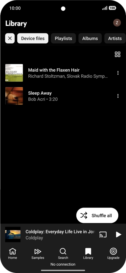 Press the required audio file.