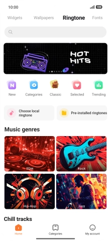 To use a different ring tone than the default ones, press Choose local ringtone and follow the instructions on the screen to select the required ring tone.