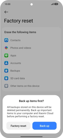 Press Factory reset.