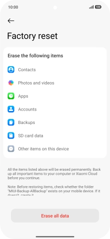 Press Erase all data.