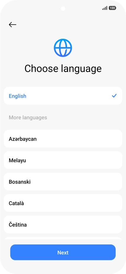 Press the required language. Press the required language.