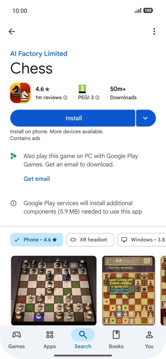 Press Install and follow the instructions on the screen to install the app.