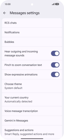 Press Gemini in Messages. Press Gemini in Messages.