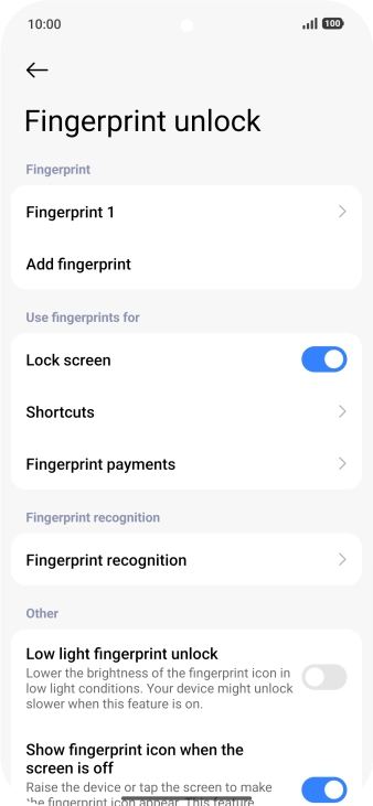 Press the required settings to turn them on or off.