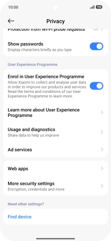 Press More security settings. Press More security settings.