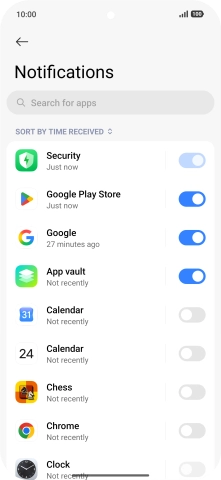 Press the indicators next to the required apps to turn the function on or off. Press the indicators next to the required apps to turn the function on or off.