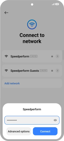 Key in the password for the Wi-Fi network and press Connect. Key in the password for the Wi-Fi network and press Connect.