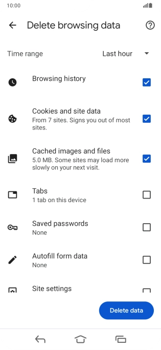 Press the fields next to the required data types.