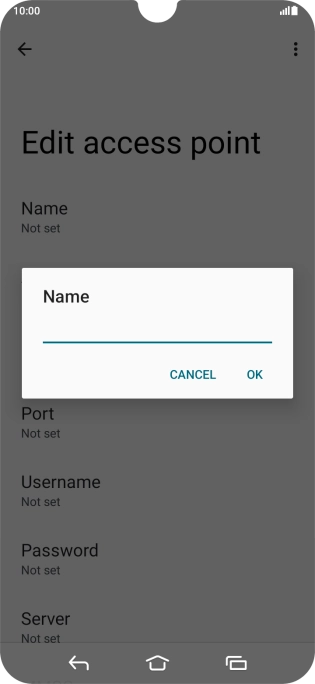 Key in Vodafone Internet and press OK. Key in Vodafone Internet and press OK.