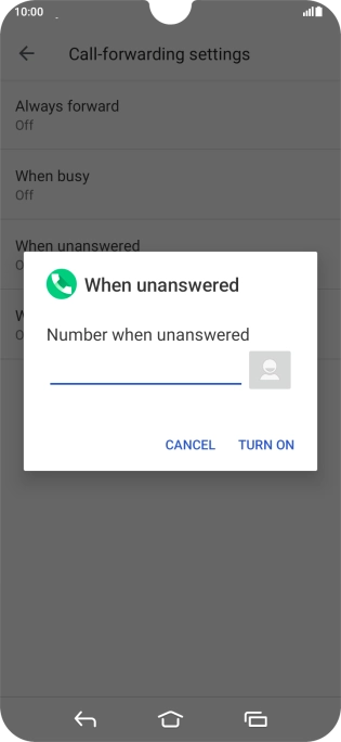 Key in +447836121121 and press TURN ON.