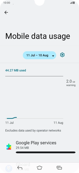 The data usage for each application is displayed below the name of the application. The data usage for each application is displayed below the name of the application.