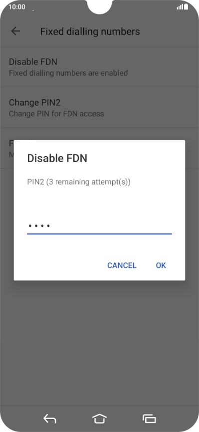 Key in your PIN2 and press OK. The default PIN2 is 1111.
