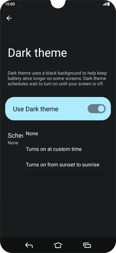 Press the required setting. Press the required setting.