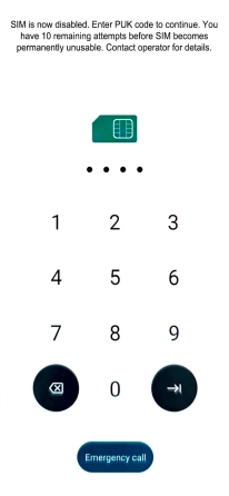 Key in the PUK and press arrow right.