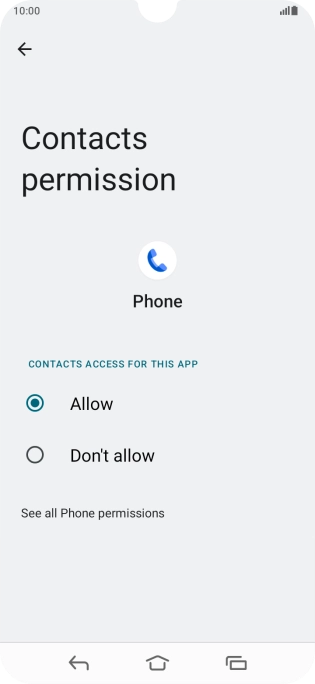 Press the required setting.
