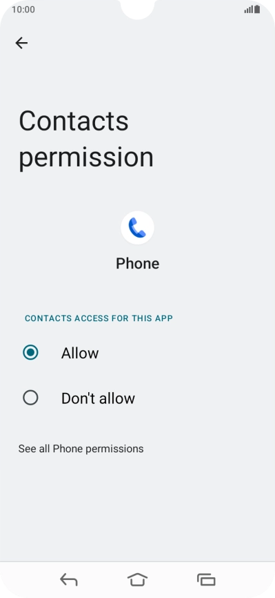 Press the required setting.