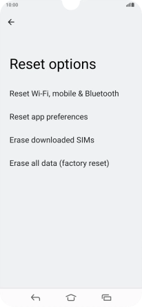 Press Erase all data (factory reset).