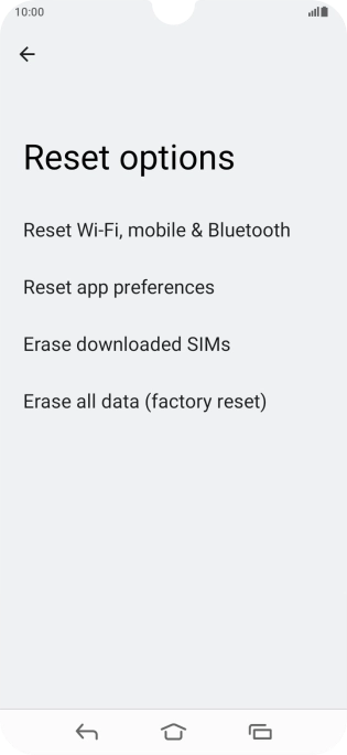 Press Erase all data (factory reset).