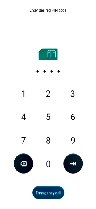 Key in a new four-digit PIN and press arrow right.