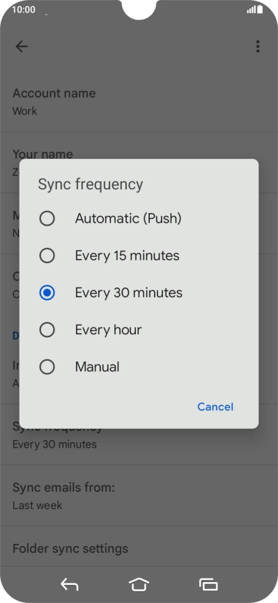Press the required setting. Press the required setting.