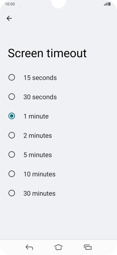 Press the required setting.