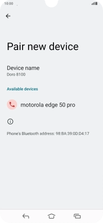 Press the required Bluetooth device and follow the instructions on the screen to pair the device with your phone. Press the required Bluetooth device and follow the instructions on the screen to pair the device with your phone.