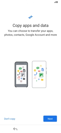 When this screen is displayed, your phone is ready to restore content from a Google One backup. When this screen is displayed, your phone is ready to restore content from a Google One backup.