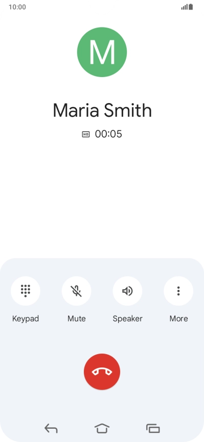Press the end call icon.