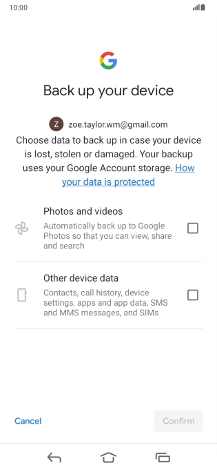 Press the fields next to the required data types to select them.