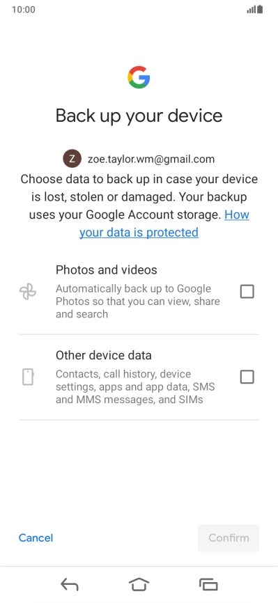 Press the fields next to the required data types to select them.