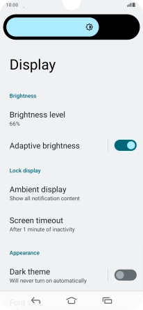Drag the indicator right or left to set the brightness manually. Drag the indicator right or left to set the brightness manually.