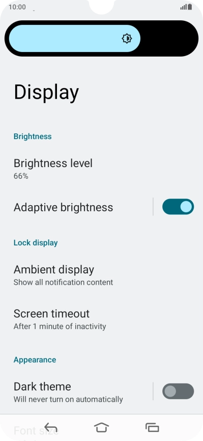 Drag the indicator right or left to set the brightness manually. Drag the indicator right or left to set the brightness manually.