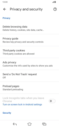 Press Delete browsing data.
