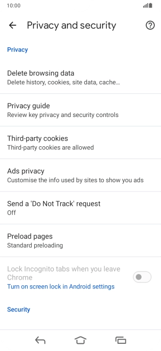 Press Delete browsing data.