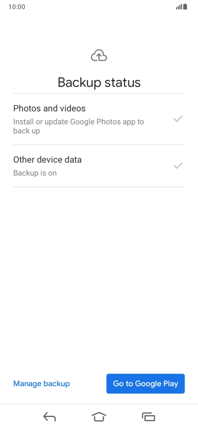 Press Manage backup.
